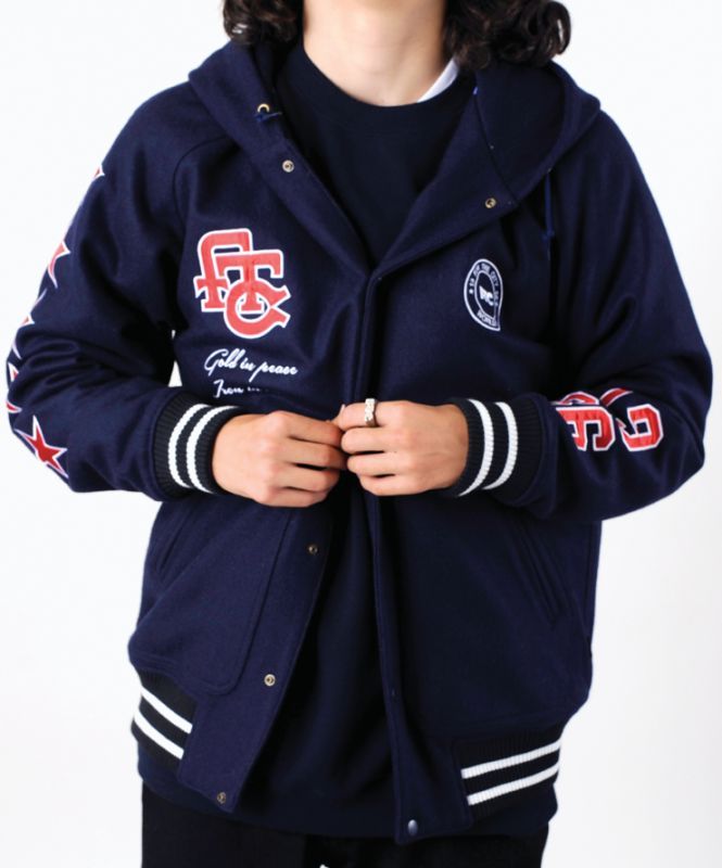 FTC HOODED MELTON VARSITY JACKET